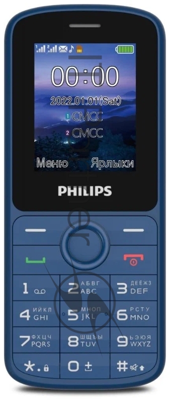 Мобильный телефон Philips E2101 Xenium синий моноблок 2Sim 1.77 128x160 GSM900/1800 MP3 FM microSD