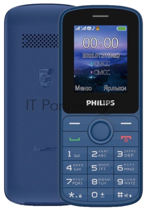 Мобильный телефон Philips E2101 Xenium синий моноблок 2Sim 1.77 128x160 GSM900/1800 MP3 FM microSD