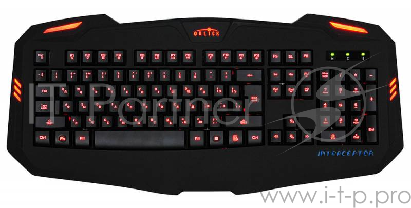 Клавиатура Oklick 730G черный USB Multimedia LED