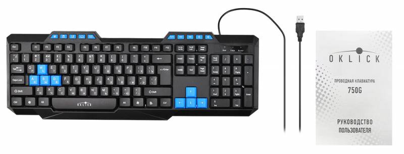 Клавиатура Oklick 750G черный/черный USB Multimedia