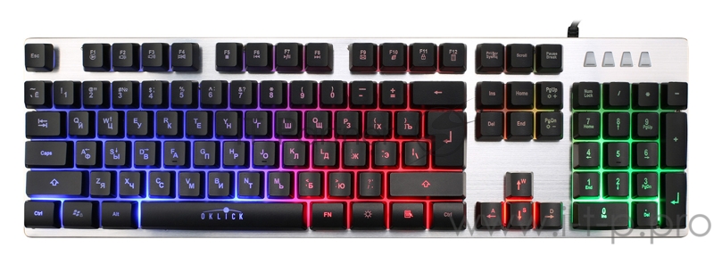 Клавиатура Oklick 770G серый/черный USB LED