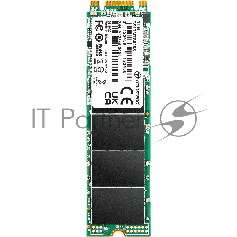 Накопитель SSD M.2 Transcend 1.0Tb MTS825 <TS1TMTS825S> (SATA3, up to 550/500MBs, 3D NAND, 360TBW, 22x80mm)
