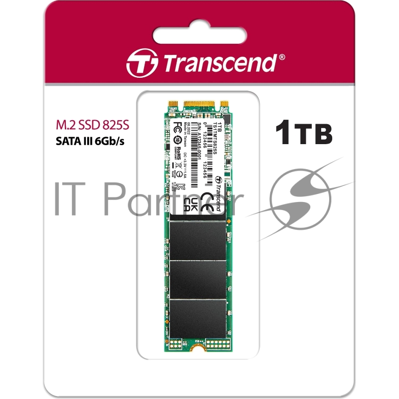 Накопитель SSD M.2 Transcend 1.0Tb MTS825 <TS1TMTS825S> (SATA3, up to 550/500MBs, 3D NAND, 360TBW, 22x80mm)