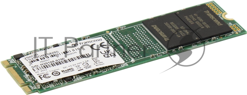 Накопитель SSD M.2 Transcend 250Gb MTS825 <TS250GMTS825S> (SATA3, up to 500/330MBs, 3D NAND, 90TBW, 22x80mm)