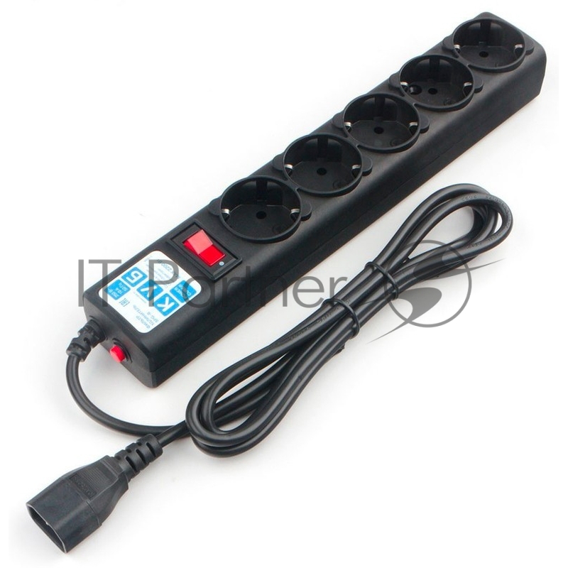 Ф-удлинитель, PC 0,5м, 5р, черн. 10А, UPS(C14), SPG5-В1