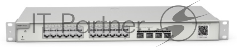 Коммутатор Reyee 24-Port 10G L2+ Managed Switch, 24 Gigabit RJ45 Ports, 4 *10G SFP+ Slots,19-inch Rack-mountable Steel Case, Static Routing