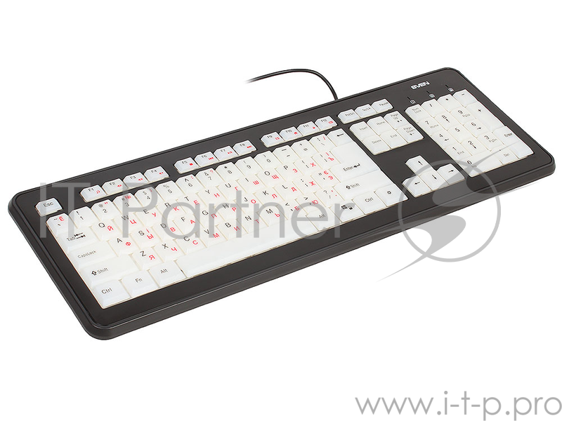 Клавиатура Sven KB-C7300EL Black/White с подсветкой, USB