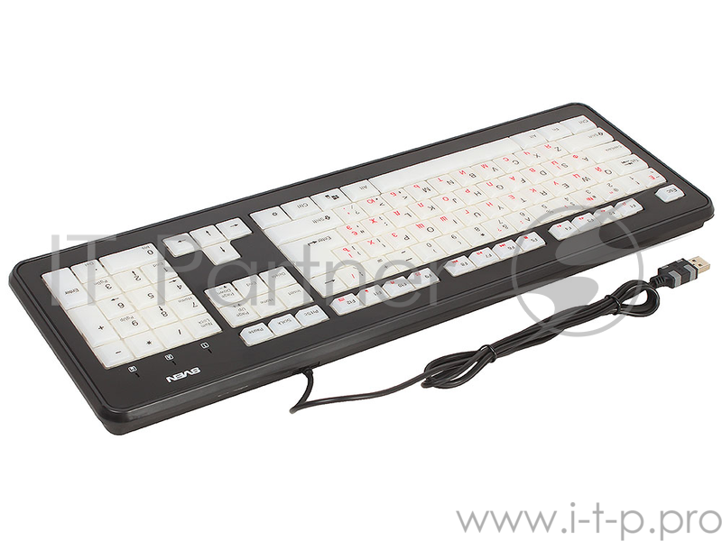 Клавиатура Sven KB-C7300EL Black/White с подсветкой, USB