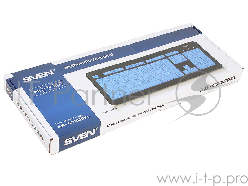 Клавиатура Sven KB-C7300EL Black/White с подсветкой, USB
