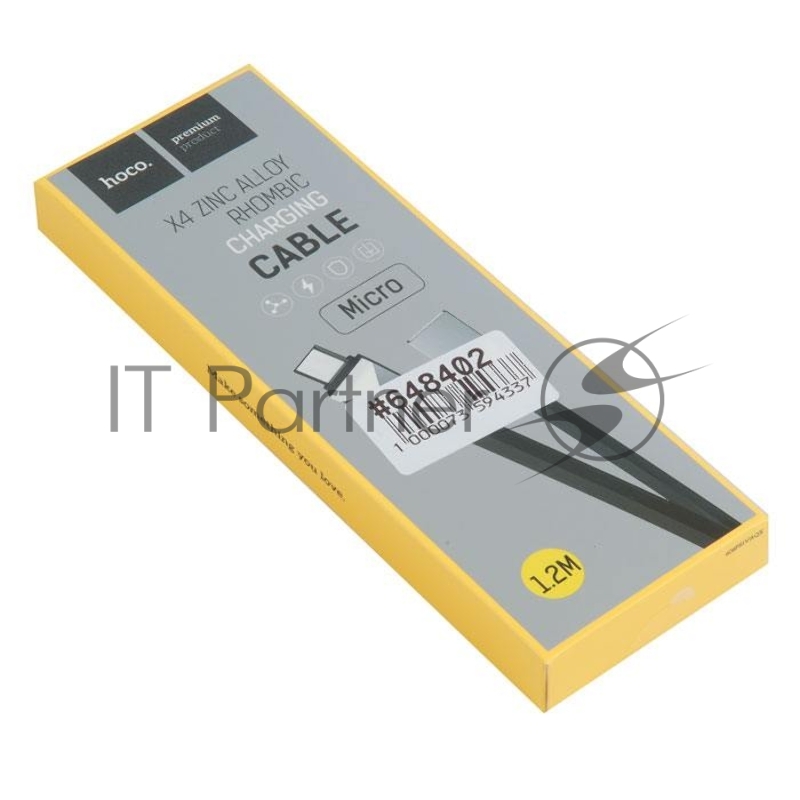 Кабель USB HOCO x4 Zinc для Micro USB, 2.4А, длина 1.2м, черный