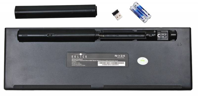 Клавиатура беспроводная Oklick 850ST черный USB slim Multimedia Touch