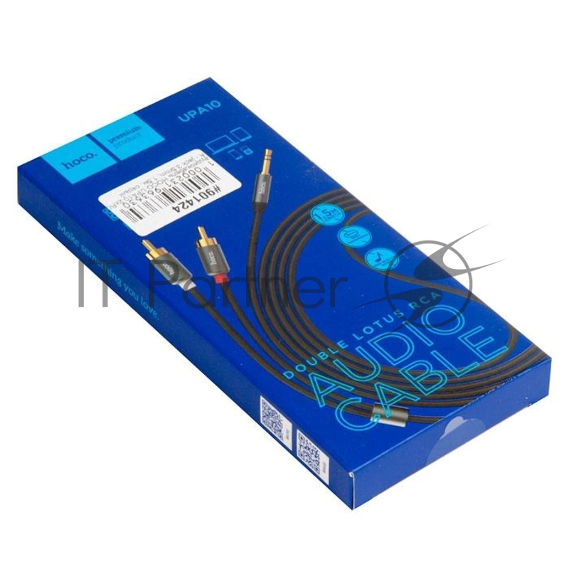 Аудиокабель HOCO UPA10 2xRCA - jack 3.5mm, 1.5м, серый
