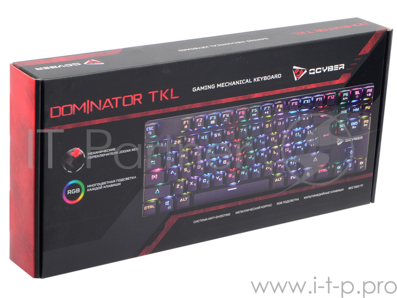 Клавиатура механическая игровая QCYBER DOMINATOR TKL(QC-03-008DV01), короткая, свитчи RED, RGB подсв