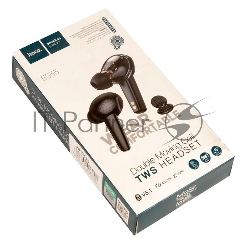Наушники HOCO ES55 Songful беспроводные оригинальной серии с док станцией TWS, BT 5.1, черный