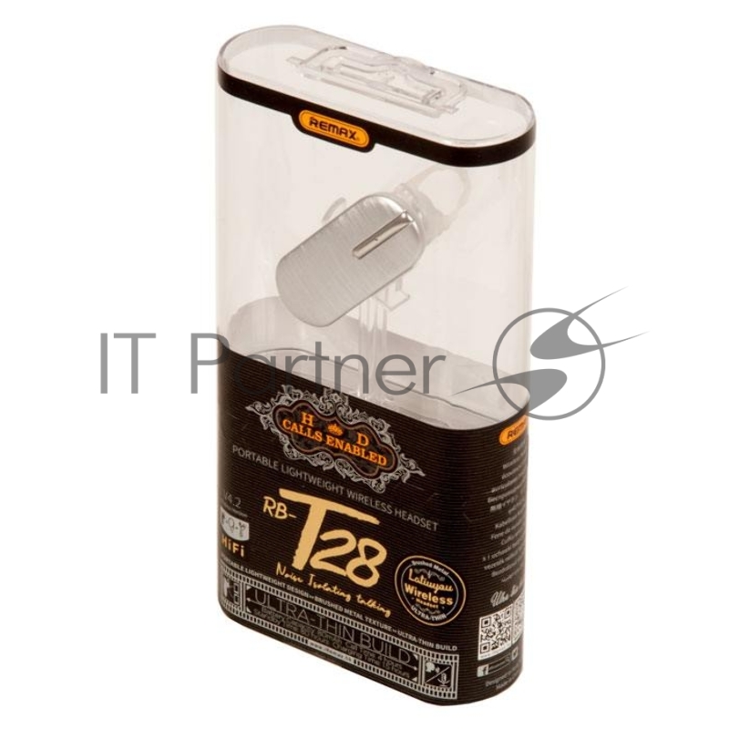 Гарнитура REMAX RB-T28 Bluetooth 4.2, 80 мАч, серебристый
