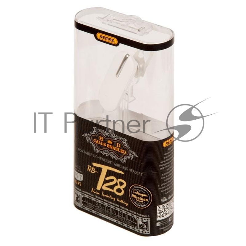 Гарнитура REMAX RB-T28 Bluetooth 4.2, 80 мАч, белый