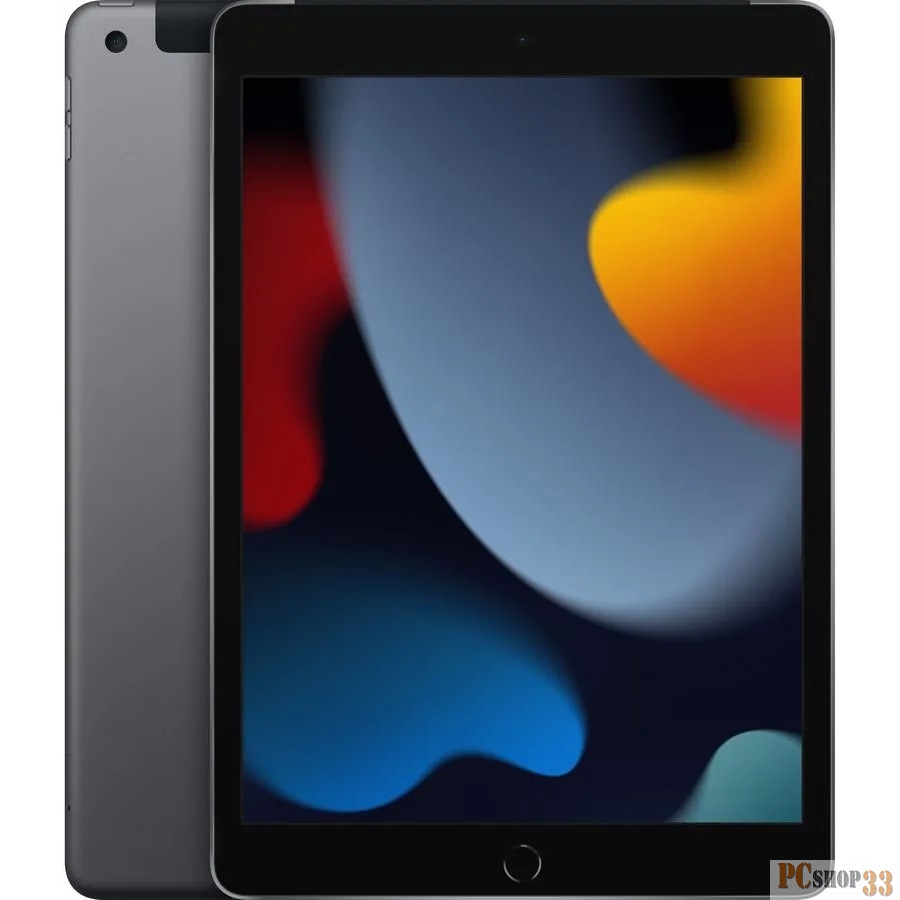 Планшет Apple iPad 2021 A2604 A13 Bionic 6С ROM64Gb 10.2 IPS 2160x1620 3G 4G iOS серый космос 8Mpix 12Mpix BT GPS WiFi Touch 9hr