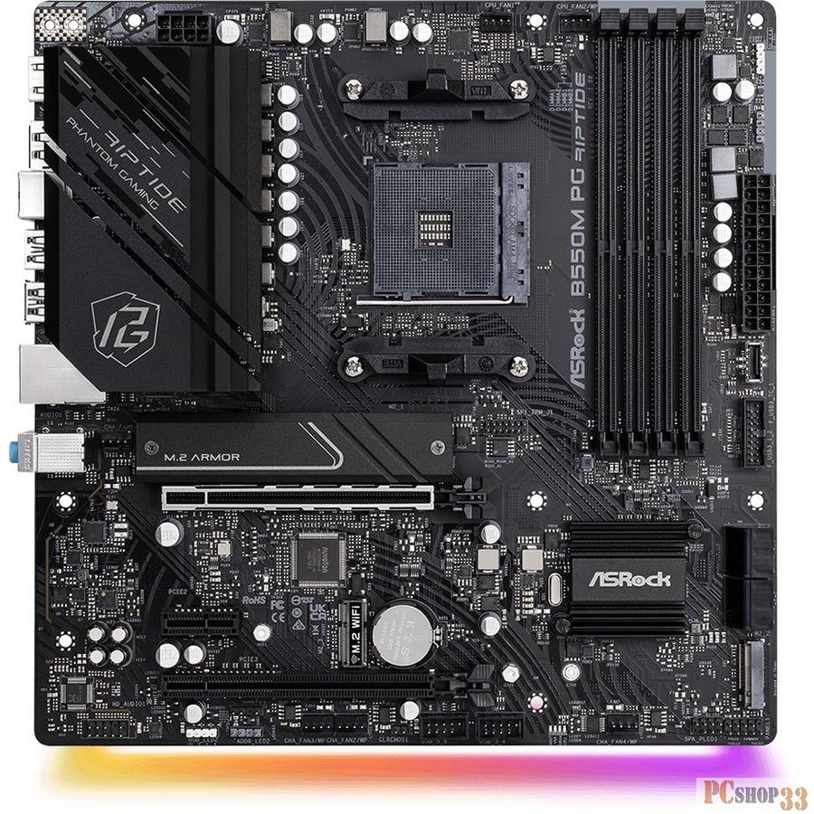 Материнская плата Asrock B550M PG RIPTIDE Soc-AM4 AMD B550 4xDDR4 mATX AC`97 8ch(7.1) 2.5Gg RAID+HDMI+DP