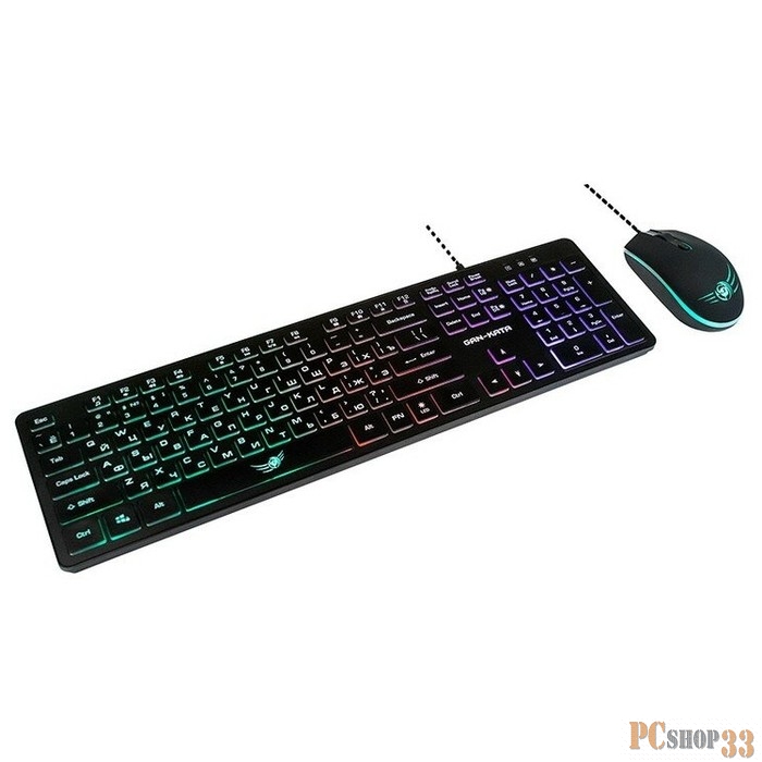 Проводной игровой набор Dialog KMGK-1707U BLACK Gan-Kata - клавиатура + опт. мышь с RGB подсветкой