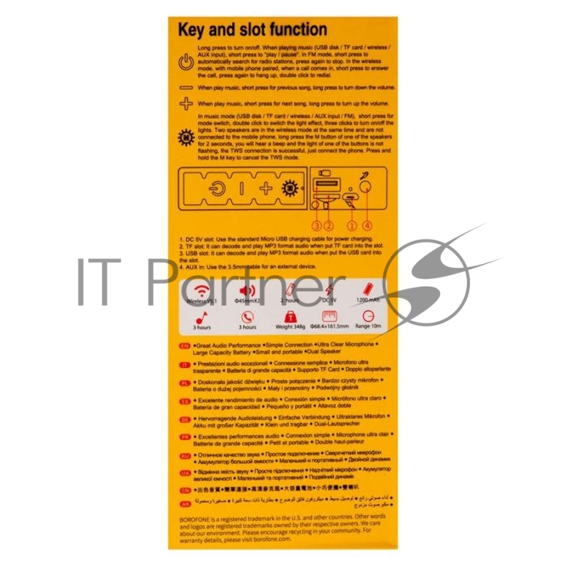 Портативная колонка bluetooth Borofone BR21 Sports BT speaker, черный