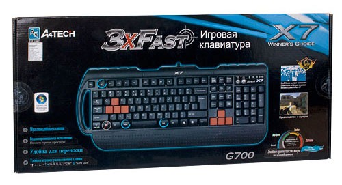 Клавиатура A4 X7-G700 черный PS/2 Multimedia Gamer (подставка для запястий)