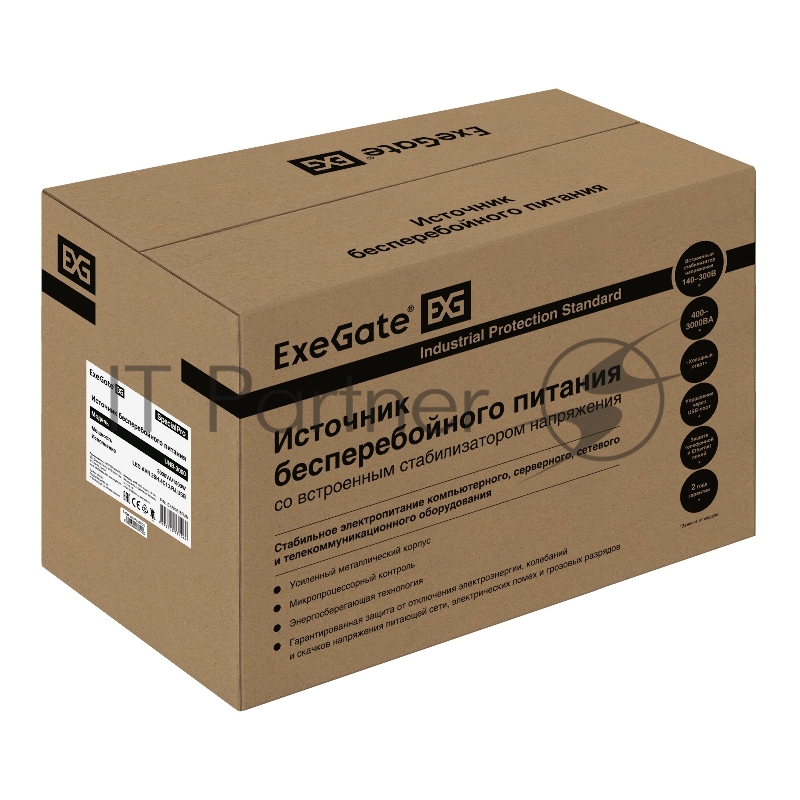 Источник бесперебойного питания ExeGate EX292615RUS SpecialPro UNB-3000.LED.AVR.2SH.4C13.RJ.U <3000VA/1800W,LED, AVR,2*Schuko+4*C13,RJ45/11,USB, металлический корпус, Black>