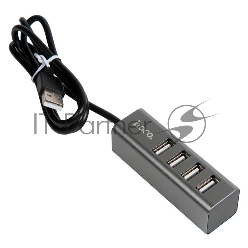 Переходник разветвитель Hoco HB1 USB - 4USB (USB 2.0 - 480 Мбит/с), 0.8 м, серый