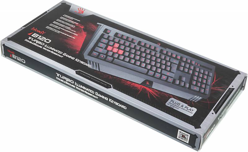 Клавиатура A4 Bloody B120 черный USB Multimedia Gamer LED