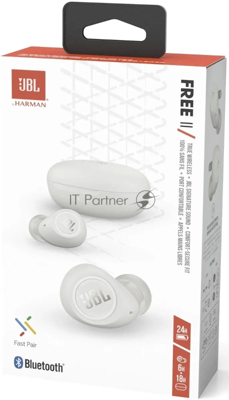 Наушники-гарнитура JBL Free II (вкладыши), белый