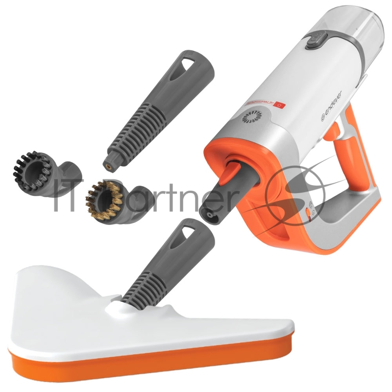 Паровая швабра Endever Odyssey Q-621, белый/оранжевый цвет, 1500 Вт, объем резервуара 0,35 л, подача пара 35 г/мин, по 4 шт/уп