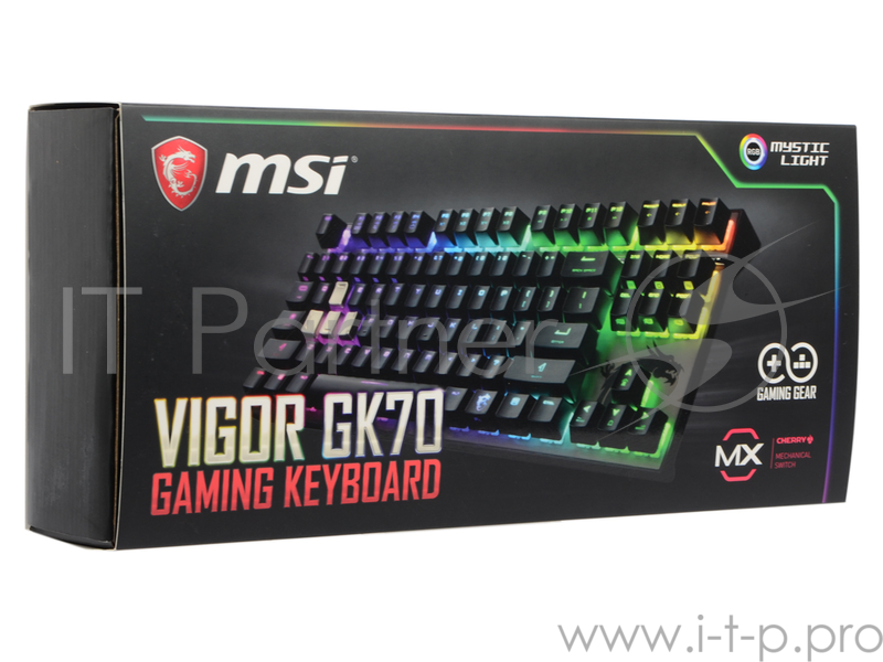 MSI Vigor GK-70 Игровая клавиатура (Cherry MX red switches, RGB подсветка, аллюминиевая рама, USB, S
