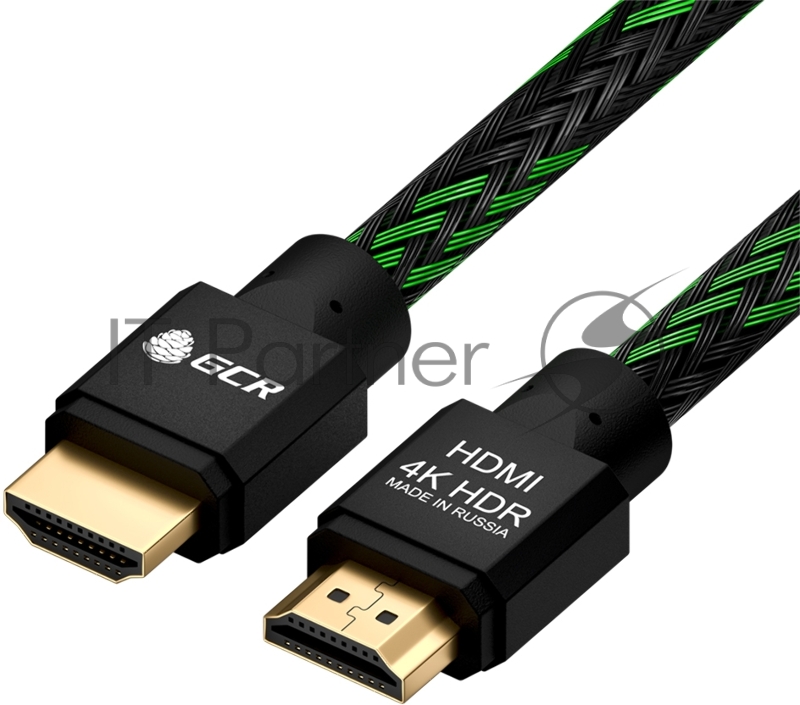 Кабель 1.5m GCR HDMI 2.0, BICOLOR нейлон, AL корпус черный, HDR 4:2:2, Ultra HD, 4K 60 fps 60Hz/5K*30Hz, 3D, AUDIO, 18.0 Гбит/с, 28AWG. GCR-52161