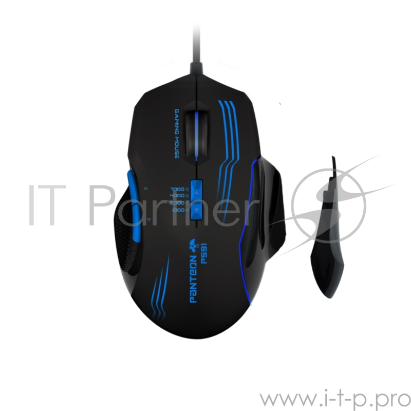 Проводная профессиональная игровая программируемая мышь Jet.A Panteon PS91 (500-3500dpi,7кн,LED,USB)