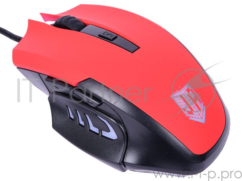 Проводная мышь Jet.A Comfort OM-U54 LED красная (800/1200/1600/2400dpi, 5 кнопок, LED-подсветка,USB)