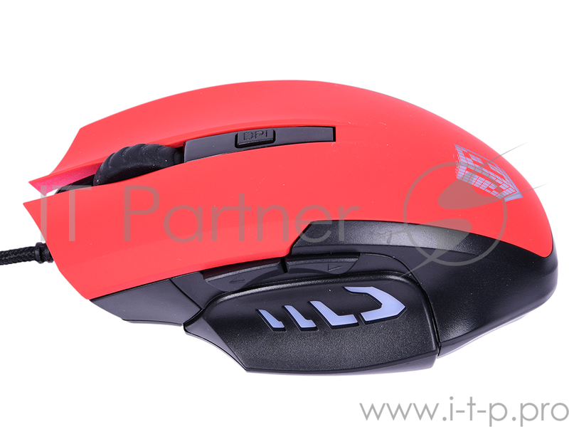 Проводная мышь Jet.A Comfort OM-U54 LED красная (800/1200/1600/2400dpi, 5 кнопок, LED-подсветка,USB)