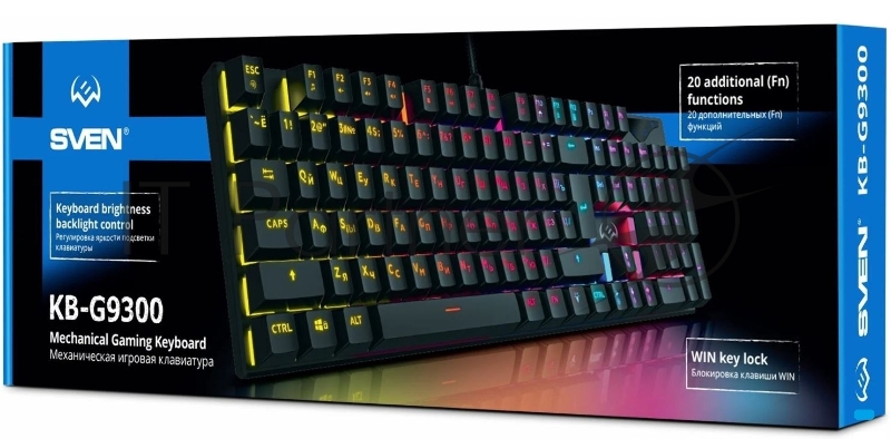 Игровая клавиатура SVEN KB-G9300 чёрная (Outemu Blue switches,104кл., подсветка)
