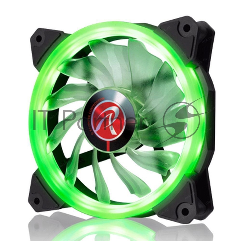 Вентилятор в корпус Raijintek IRIS 12 GREEN 0R400042 (Singel LED fan, 1pcs/pack), 12025 LED PWM fan, O-type LED brings visible color & brightness, Anti-vibration rubber pads in all four corners, Optimized fan blade design / 15pcs LED / Mesh cable, gr
