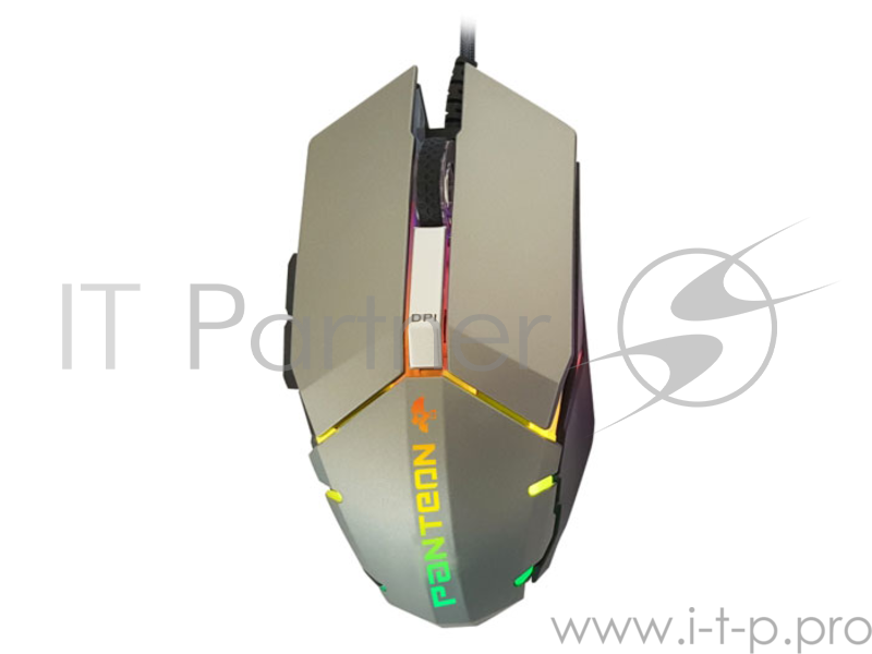 Проводная игровая программируемая мышь Jet.A Panteon MS63 серебристая (500-2000dpi,6пр.кн,LED,USB)