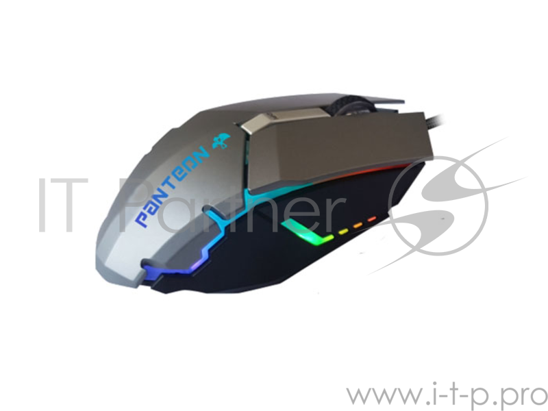 Проводная игровая программируемая мышь Jet.A Panteon MS63 серебристая (500-2000dpi,6пр.кн,LED,USB)