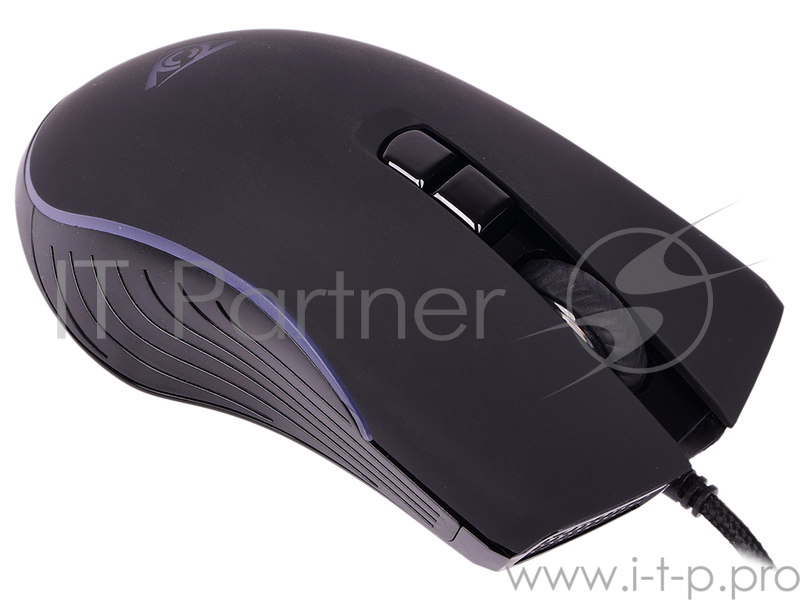 Мышь игровая QCYBER AURORA 7000 DPI, многоцветная подсветка, софт тач пластик, тканевый провод, 7 кл