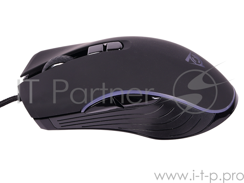 Мышь игровая QCYBER AURORA 7000 DPI, многоцветная подсветка, софт тач пластик, тканевый провод, 7 кл