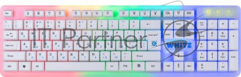 Проводная игровая клавиатура Defender White GK-172 RU,радуж. подсветка,104 кнопки