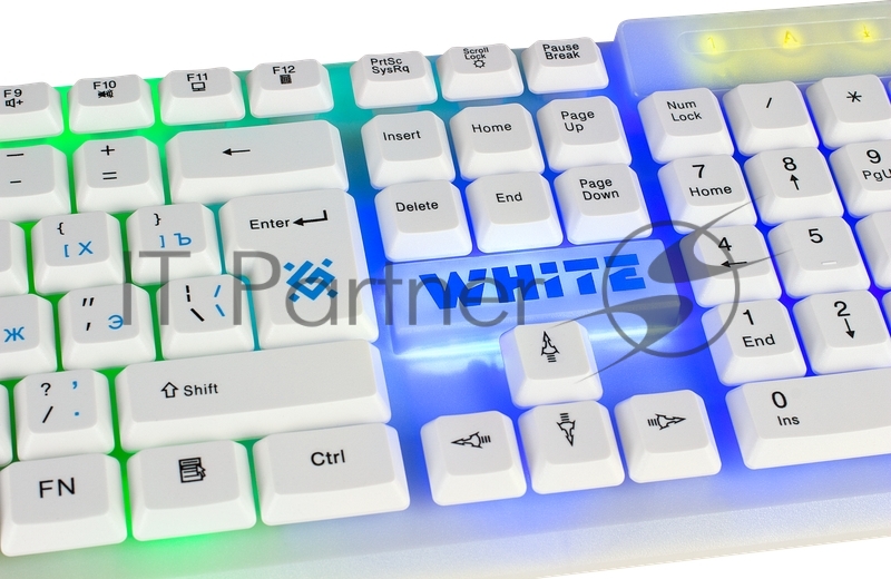 Проводная игровая клавиатура Defender White GK-172 RU,радуж. подсветка,104 кнопки