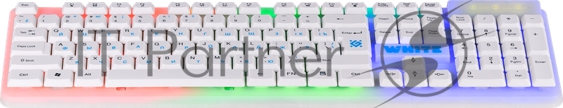 Проводная игровая клавиатура Defender White GK-172 RU,радуж. подсветка,104 кнопки