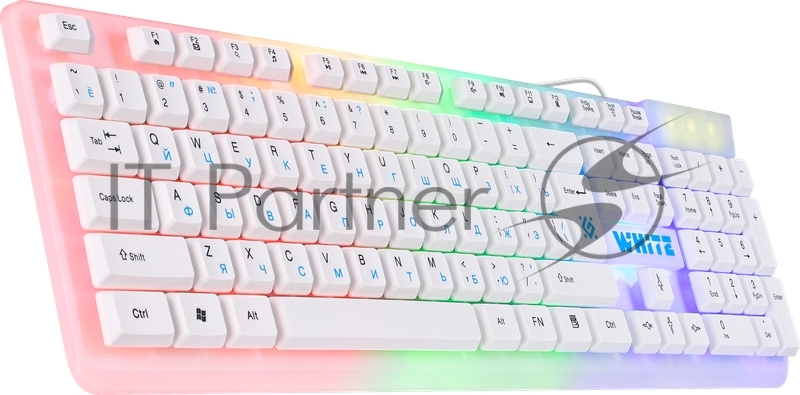 Проводная игровая клавиатура Defender White GK-172 RU,радуж. подсветка,104 кнопки