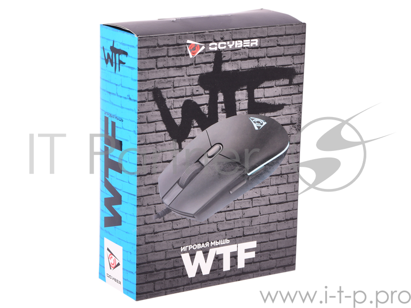 Мышь игровая QCYBER WTF 3200 DPI, многоцветная подсветка, софт тач пластик, тканевый провод, 6 клави