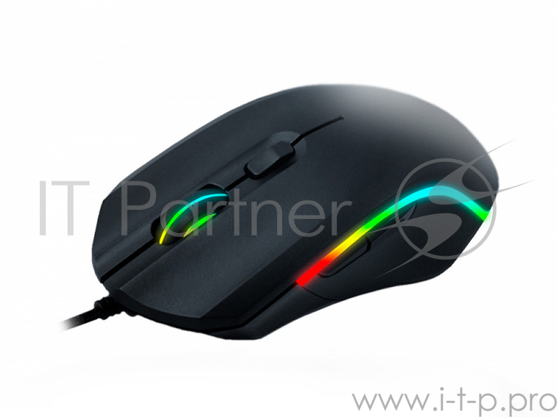 Мышь игровая QCYBER 3360, 12000 DPI, многоцветная подсветка, 6 кл, провод в тканевой оплётке, cенсор