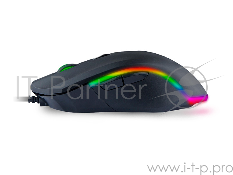 Мышь игровая QCYBER 3360, 12000 DPI, многоцветная подсветка, 6 кл, провод в тканевой оплётке, cенсор