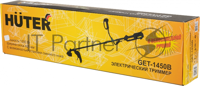 Триммер электрический Huter GET-1450В 1500Вт разбор.штан. реж.эл.:леска/нож