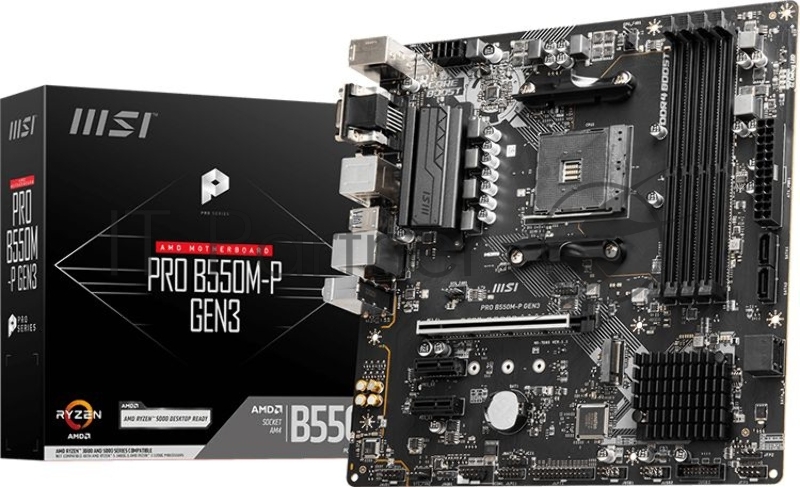 Материнская плата MSI PRO B550M-P GEN3 Soc-AM4 AMD B550 4xDDR4 mATX AC`97 8ch(7.1) GbLAN RAID+VGA+DVI+HDMI